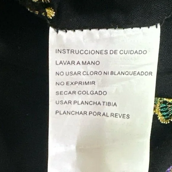 Womens Size‎ 1X Black Floral Embroidered Beaded Dopamine Dressing Hippie Retro - Picture 8 of 10